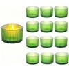 SilverChry Porta Candele Vetro, SilverChry 12 PCS Chiara Votiva, Porta Candela da Tavolo, Vintage Contenitori per Candele Verde, Portacandele in Vetro Spesso per Tavola Nozze Partito Decorazione (verde)