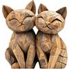 LunarCharm Scultura in legno di coppia di gatti - Decorazione da scrivania piatta 2D con gatti coccolati, decorazione felina, decorazione per casa e ufficio, regalo per amanti dei gatti