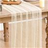 Artoid Mode Tovaglia in tulle beige chiaro con perline 70 x 300 cm, decorazione per la casa, il soggiorno, la tavola, per le vacanze, per le feste