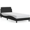 IKAYAA Letto Singolo 80x200 Struttura Letto Imbottita con testiera Telaio con Rete a Doghe in Legno e Similpelle-Nero-80 x 200 cm