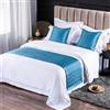 QRGMKL Nuovo Tinta Unita Corridori Letto Morbido Delicato sulla Pelle Sciarpe da Letto Ad Alta Precisione Geometrico Jacquard Biancheria da Letto Protettore Copriletto-Blue A||240X50cm for 1.8m Bed