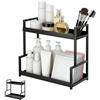 CAAGGMM Organizer da Bagno a 2 Livelli, 40 X 22 X 40 Cm, con Struttura in Ferro, Rettangolare, da Cucina, a Doppio Strato, per La Conservazione di Profumi, Cosmetici, Colore Nero