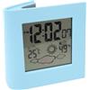 Buachois Orologio sveglia digitale, batteria solare, orologio sveglia a doppia energia con sensore di temperatura e umidità, previsioni del tempo, orologio sveglia temperatura e umidità (blu)