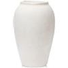 Oairse Vaso da fiori color crema fatto a mano, alto 25 cm, vaso in terracotta vintage, vaso in ceramica per fiori rustico antico, decorazione a bocca larga, finitura opaca, per casa, ufficio, resto