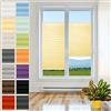 PLISART Tenda Plissettata Klemmfix Senza Fori, 40x160 cm, Giallo, Tessuto Perlato, Montaggio a Clip, Protezione Solare e Privacy, Kit di Montaggio Incluso