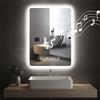 Sararoom 70×50cm Specchio Bagno con Luce e Bluetooth, Specchi da parete per bagno con orologio, Anti-Fog, Dimmerabile, 3 Colori Luci, Memoria, IP44 Specchio con luci retroilluminate,HD Vetro Temperato