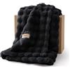 BEDSURE Morbida coperta con bolle d'aria, regalo per donne, coperta per divano, coperta in lana e pile, coperta decorativa morbida e calda per camera da letto, soggiorno, copriletto, nero, 150 x 200