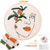 JSRQT Punch Needle Ricamo Starter Kit, Kit Ricamo con Ago da Punzonatura con Motivo Donna e Fiore, DIY Completo Punch Needle Embroidery Kit per Principianti Adulti con Set di Strumenti e Istruzioni