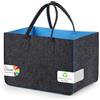 Sinand Borse in Feltro Shopper, Grande Sacco in Feltro Per Legna da Ardere con Manico, Cestini Pieghevoli Portalegna per Riporre Viaggi All'aperto, Picnic, Colore: Esterno Grigio Scuro,Interno Azzurro