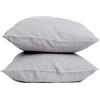 MLH MY LINEN HOME My Linen Home | Set di 2 Federe in Lino Lavato (100% StoneWashed) | Federe Cuscini 50x70 cm I Ipoallergenico e Traspirabilità I Adatto a Tutte le Stagioni | Copricuscini Grigio chiaro