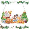 JSRQT Natale Pittura Diamante Pendente Appendere, Ciondolo con Pittura Diamante 5D DIY per Adulti Bambini, Crystal Strass de Ornamento Cartello Appeso Pittura Diamante Natale per Porta Finestra Parete