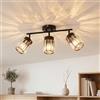 ANWIO Faretto da Soffitto 3 Luci, Nero, Cristallo, E14 (Senza Lampadina) | Faretti Orientabili Moderni Industriali, Faretti LED Soffitto con Paralume in Vetro per Soggiorno, Cucina, Camera da Letto