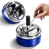 com-four® 2 posacenere rotanti in metallo Ø 9 cm - posacenere antivento con coperchio e meccanismo girevole - antiodore per uso interno ed esterno