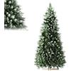 LILIIN Albero di Natale artificiale di alta qualità, 180 cm, con rivestimento di neve artificiale sulle punte, verde PVC + polietilene, con sistema di piegatura, supporto in legno, senza luci