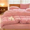 NSNLGSGC Set copripiumino singolo, motivo scozzese, per letto singolo e 1 federa, facile da pulire, 135 x 200 cm, motivo scozzese rosso