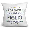 Mugffins Cuscino PERSONALIZZABILE FIGLIO - En italiano - Migliore del Mondo - Idee Regali Divertenti - Rivestimento e Imbottitura (40x40 cm). Tatto Cotone