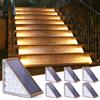 NIORSUN Luci Solari da Giardino, 6 Pezzi Luci per Scale Esterne, Impermeabili IP67 con 13 LED Luminosi, Bianco Caldo 3000k, Auto On/Off, per Scale, Gradini, Terrazze, Giardini, Verande, Vialetti