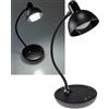 ChiliTec Lampada da tavolo 3 batterie AA 25 cm collo di cigno dimmerabile lampada da lettura a LED luce bianco caldo 3000 k nero