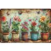 Formeyart Targa in metallo con fiori, bouquet botanico, vintage, per stile rustico francese, bagno, giardino, fattoria, caffè, decorazione da parete, idea regalo per donne, 20 x 30 cm (fiori 3)