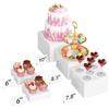 Lifewit Espositore da Buffet per Aperitivo, Supporti in Plastica per Torte, Dessert, Oggetti da Collezione, Gioielli, Supporto Cubico Annidabile, Bianco, Set di 5 (16/18/20/21/25 cm)