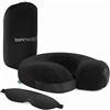 bonmedico Cuscino da Viaggio in Memory Foam con Gel Rinfrescante - Poggiatesta Ergonomico per Collo e Testa, Ideale per Auto, Aereo, Treno e Ufficio - Federa Lavabile, Mascherina Inclusa