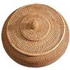 Swsdee Cesto Portaoggetti in Rattan Intrecciato a Mano, Scatole Rotonde con Coperchio per Pane, Verdure, Frutta, Cibo, Chiavi, Cavo Telecomando
