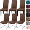 Alishomtll Set di 6 coprisedia in pelle scamosciata, stile vintage, in poliuretano, elasticizzato, universale, per sala da pranzo, rimovibile, lavabile, per cucina, ristorante, hotel (marrone, 6 pezzi