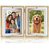 LOVIN PRODUCT Cornice Portafoto Collage 10x15cm - In Legno, Girevole a 360° per 4 Foto, Pieghevole & Esposizione Bifacciale, Cornice Creativa in Stile Vintage, Ideale Come Regalo per Amici, Familiari o Insegnanti