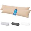 MEBY Set di 2 federe per cuscini per dormire sul fianco, 100% jersey di cotone, ultra morbide e traspiranti, 170 g/m², con chiusura lampo nascosta (beige, 40 x 145 cm)