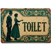 Nestemfo Targa vintage per WC con silhouette di coppia, targa in metallo vintage, per soggiorno, bar, casa, camera da letto, poster in metallo retrò, 20,3 x 30,5 cm