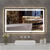 YU YUSING Specchio Bagno con Luce 100x60cm, Specchio da Parete Bagno con LED, 3 Colori, Luce Regolabili, Contro Touch, Display dell'Ora, Telaio in Metallo, Antiappannamento, IP44, Orizzontale, Nero