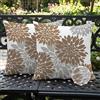 Ardjxue Federe Confezione Esterno 45x45cm Motivo Dalia Marrone e Grigio Modern Impermeabile Cuscini Primavera ed Estate per Cuscino per Divano Patio Giardino Soggiorno Decorazione set da 2