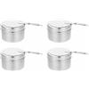 GOEDCH Contenitore per pasta combustibile: 4 bruciatori per pasta in acciaio inox, bruciatore per fonduta portatile con manico, gel combustibile, bruciatore alcolico con copertura per buffet, barbecue