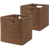 Aluusy Set di 2 Cesto Portaoggetti Intrecciato, Cesto in Vimini Pieghevole in Carta di Giacinto d'acqua, Cestino Intrecciato Quadrato 28x28x28cm, Cestino per Scaffale Kallax Bagno