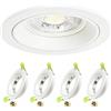 Laiebri Cornice GU10 da Incasso 4 Pezzi, Telaio LED da Incasso 230V in Alluminio con Portalampada GU10, Faretto da Soffitto senza Lampadina, Spot da Incasso per Bagno, Foro Ø75mm, Bianco