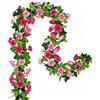Floweroyal 2 Pacchi Ghirlande di fiori artificiali 15.8FT Viti di Rose Finte Fiori di Seta Edera Rosa Appesa per la Decorazione Della Parete del Giardino di Casa Dell'Arco di Nozze (Fucsia)