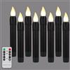 FREEPOWER 8 Candele LED Nere con Telecomando Timer Fiamma Tremolante, Luce Bianca Calda, Dimmerabili, Funzionamento Batteria, Halloween Natale Decorazione, 2 x 17cm