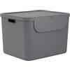 Rotho Albula - Sistema di raccolta differenziata per la cucina, in plastica (PP), senza BPA, 55 l (52,3 x 40,5 x 34,0 cm) (antracite)