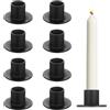 BOJIUKEJI 8 Pz Portacandele Porta Candele da Tavolo Moderno, Portacandele in Metallo Nero, Portacandela Conici Vintage, Candelabro Metallo Rotondi Decorativi Retrò per Matrimoni Feste di San Valentino Natale
