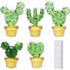 GORGECRAFT 5pz Cactus in Vetro Soffiato Fatto A Mano in Miniatura Figurine di Cactus in Cristallo Artistico Mini Simulazione Collezione di Fiori e Piante Decorazioni per La Scrivania di Casa Ufficio