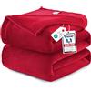 WAVVE Plaid Coperta Pile di Flanella 260gsm - 220x240 cm, Rosso - Pled Divano Pelosa Letto Matrimoniale King 240x220 - Copridivano di Microfibra Calda e Morbida