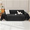 OstepDecor Copridivano 3 Posti, 230 x 340 cm, Telo Copridivano in Chenille per Tutte le Stagioni, Coperta Divano Ultrap Morbida, Anti Macchia, Facile da Pulire e Lavabile, Nero Sólido
