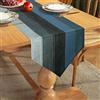 Hanrunsi Runner da tavola blu in lino, moderno, motivo a righe, rustico, retro, per tavolo da pranzo, feste, biancheria da matrimonio, 40x140 cm