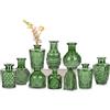Oairse Set di 10 piccoli vasi di vetro decorativi vintage, decorazione floreale per centrotavola, decorazione di nozze, decorazione floreale, soggiorno, bagno, regalo per la festa della mamma, verde