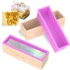 Jokapy 2 stampi per sapone in silicone, 1200 ml, con scatola di legno, rettangolari in silicone per sapone, accessori per la produzione di sapone, stampi in silicone versatili per sapone fai da te