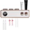 Ciounmb Portaspazzolino a parete: disinfettante UV, asciugatura con 6 fessure per pennelli, 3 bicchieri magnetici, dispenser automatico di dentifricio e touch screen LED (bianco)