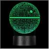 ZNZ Lampada da notte a LED 3D 16 colori Lampada da tavolo a LED dimmerabile con telecomando per bambini, luci 3D Illusioni ottiche Lampada da tavolo per arredamento (6-Death Star)