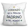 Mugffins Cuscino PERSONALIZZABILE PADRINO - En italiano - Migliore del Mondo - Idee Regali Divertenti - Rivestimento e Imbottitura (40x40 cm). Tatto Cotone