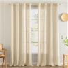 MIULEE Lino Tende Finestre con Occhielli Traslucido Giallo Beige 140x260 cm | 2 Pezzo, Tenda a Pannello, per Interni, Moderne a Vela Semitrasparente ,Adatte per Porte Balcone Soggiorno Camera da Letto