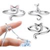 Patonde 3 Pezzi Anello Uncinetto Regolabile Anello per Maglieria a Forma di Gatto per Dito Guida al Filato Uncinetto Regali per Donna Knitters uncinetti